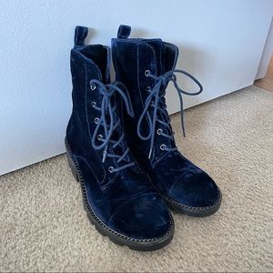 Blue Velvet Boots